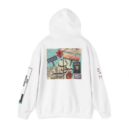 Sweat à capuche collage Soudan – Pull inspiré du passeport calligraphié en arabe