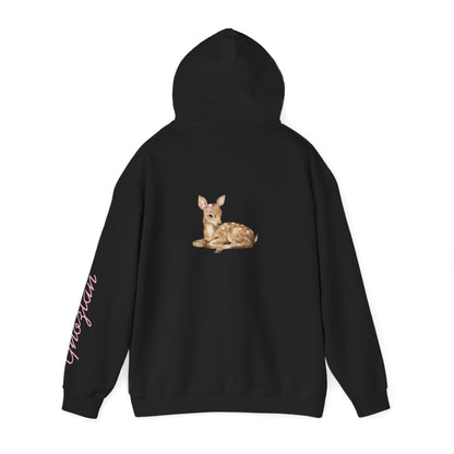 Fawn Floral Hoodie — Arabic 'غزلان' Cute Deer Graphic Sweatshirt